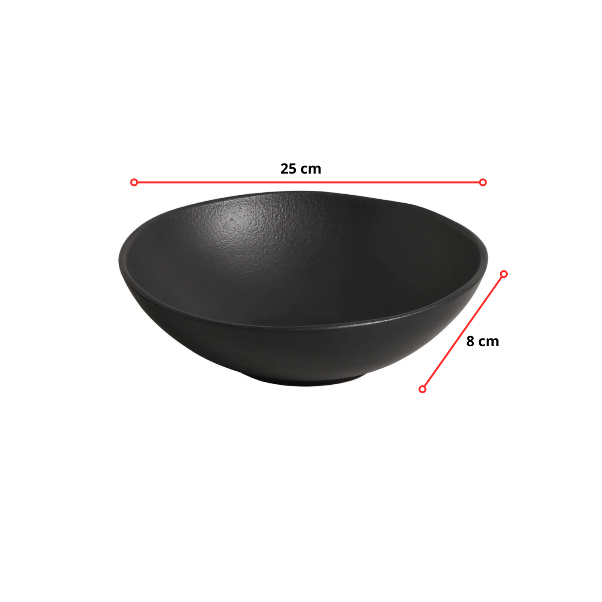 TIGELA MEDIA ORGÂNICO STONEWARE PRETO MATTE - 25 X 8 CM