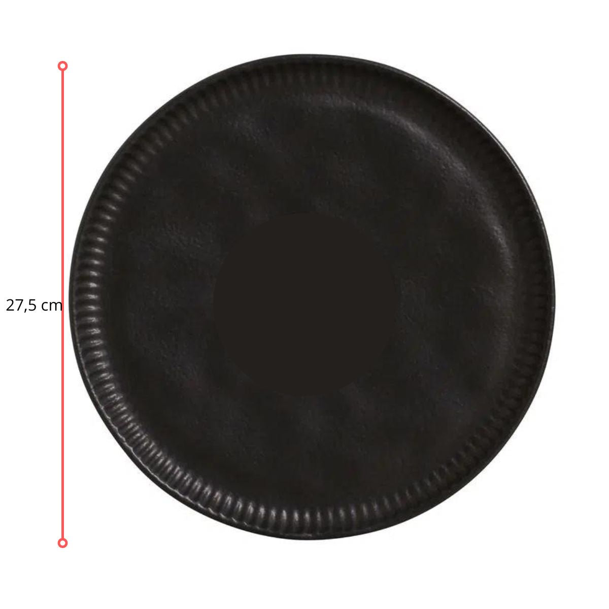 128199 - PRATO RASO LINHAS PRETO MATTE Ø 27,5 CM - CX 6 PCS