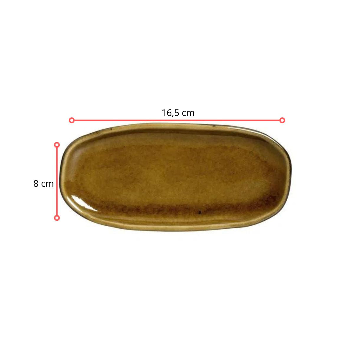 128371 - TRAVESSA OVAL RASA MINI ORGÂNICO ÂMBAR 16,5X8 - CX 6 PCS