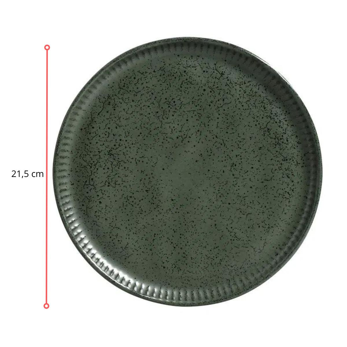 128458 - PRATO SOBREMESA LINHAS GREENERY 21,5 CM - CX 6 PCS