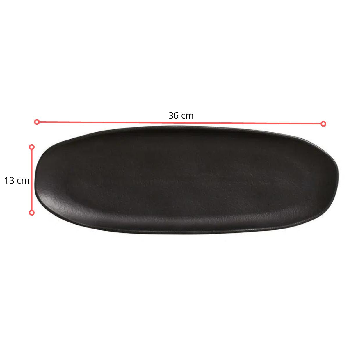 128499 - TRAVESSA OVAL RASA GRANDE ORGÂNICO PRETO 36 X 13 CM - CX 6 PCS