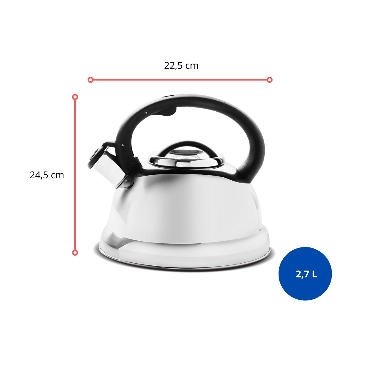 125925 - CHALEIRA 2,7L COM APITO ROMA INOX - UNID