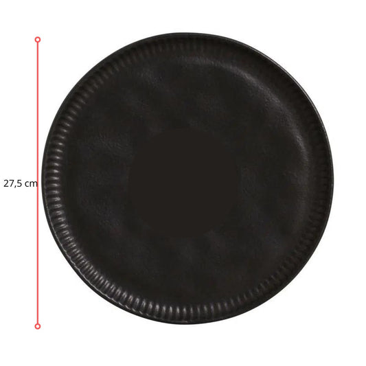 128199 - PRATO RASO LINHAS PRETO MATTE Ø 27,5 CM - CX 6 PCS