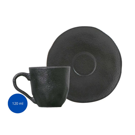 128328 - XÍCARA  CAFÉ ORGÂNICO PRETO MATTE 120ML - CX 6 PCS