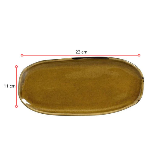 128381 - TRAVESSA OVAL RASA PEQUENA ORGÂNICO ÂMBAR 23 X 11 - CX 6 PCS