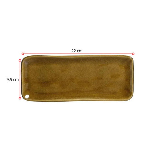 128403 - TRAVESSA RETANGULAR PEQUENA ORGÂNICO ÂMBAR 22,5 X 9,5 - CX 6 PCS