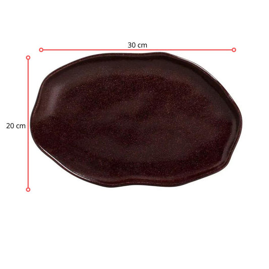 128421 - TRAVESSA OVAL RASA MÉDIA BIO VOLCANO 30 X 20 - CX 4 PCS