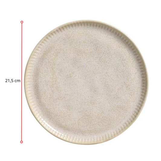 128457 - PRATO DE SOBREMESA LINHAS LATTE 21,5 CM - CX 6 PCS