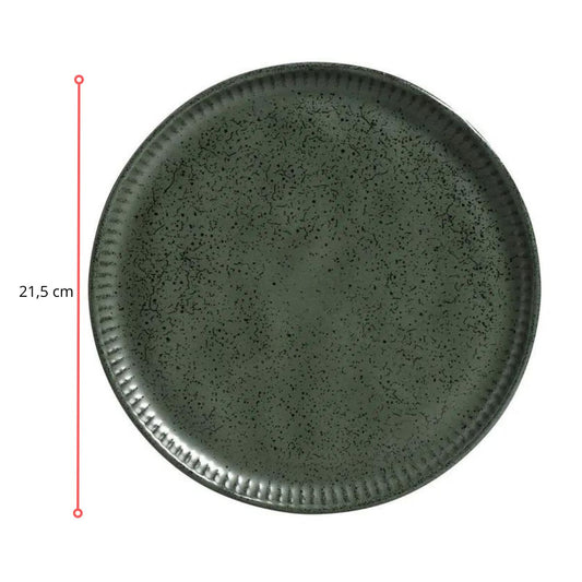 128458 - PRATO SOBREMESA LINHAS GREENERY 21,5 CM - CX 6 PCS