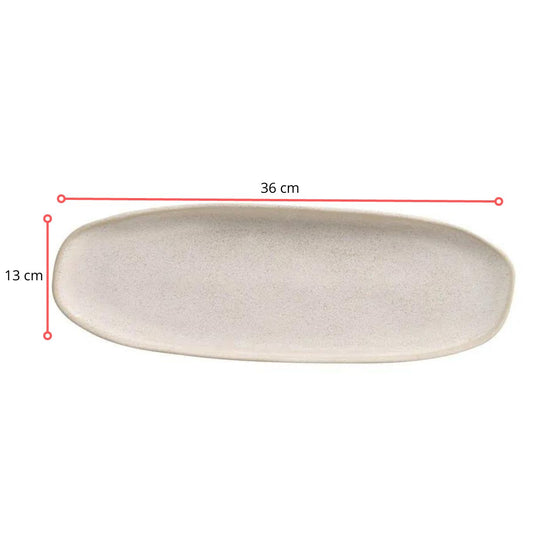 128502 - TRAVESSA OVAL RASA GRANDE ORGÂNICO LATTE  36 X 13 CM - CX 6 PCS