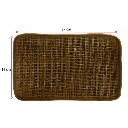 128508 - TRAVESSA RETANGULAR MÉDIA JUTA ÂMBAR 27 X 16 CM - CX 4 PCS